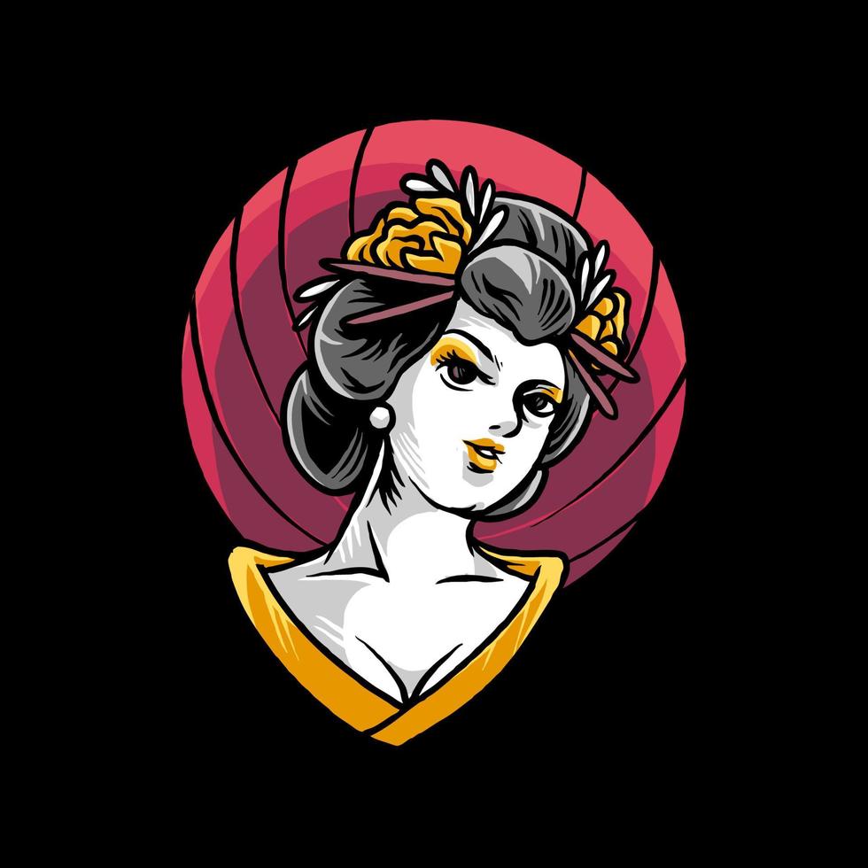 oiran geisha mujer ilustración vector premium