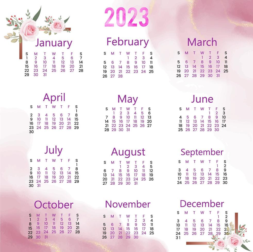 Calendar 2023 Template Design vector