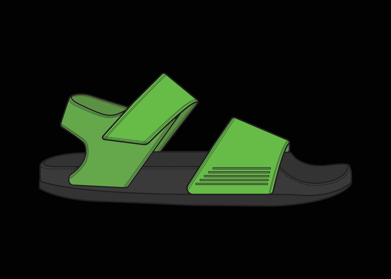 sandal vector illustration with black background . Summer shoe of sandal cartoon.