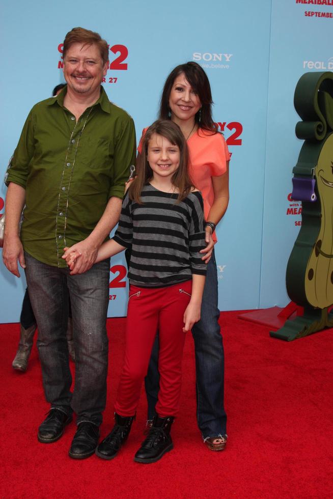 LOS ANGELES, SEP 21 - Dan Foley, Alina Foley, Crissy Guerrero at the Cloudy With A Chance of Meatballs 2 Los Angeles Premiere at Village Theater on September 21, 2013 in Westwood, CA photo