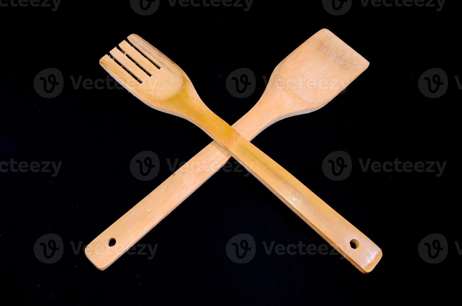 Wood Flatware on black photo