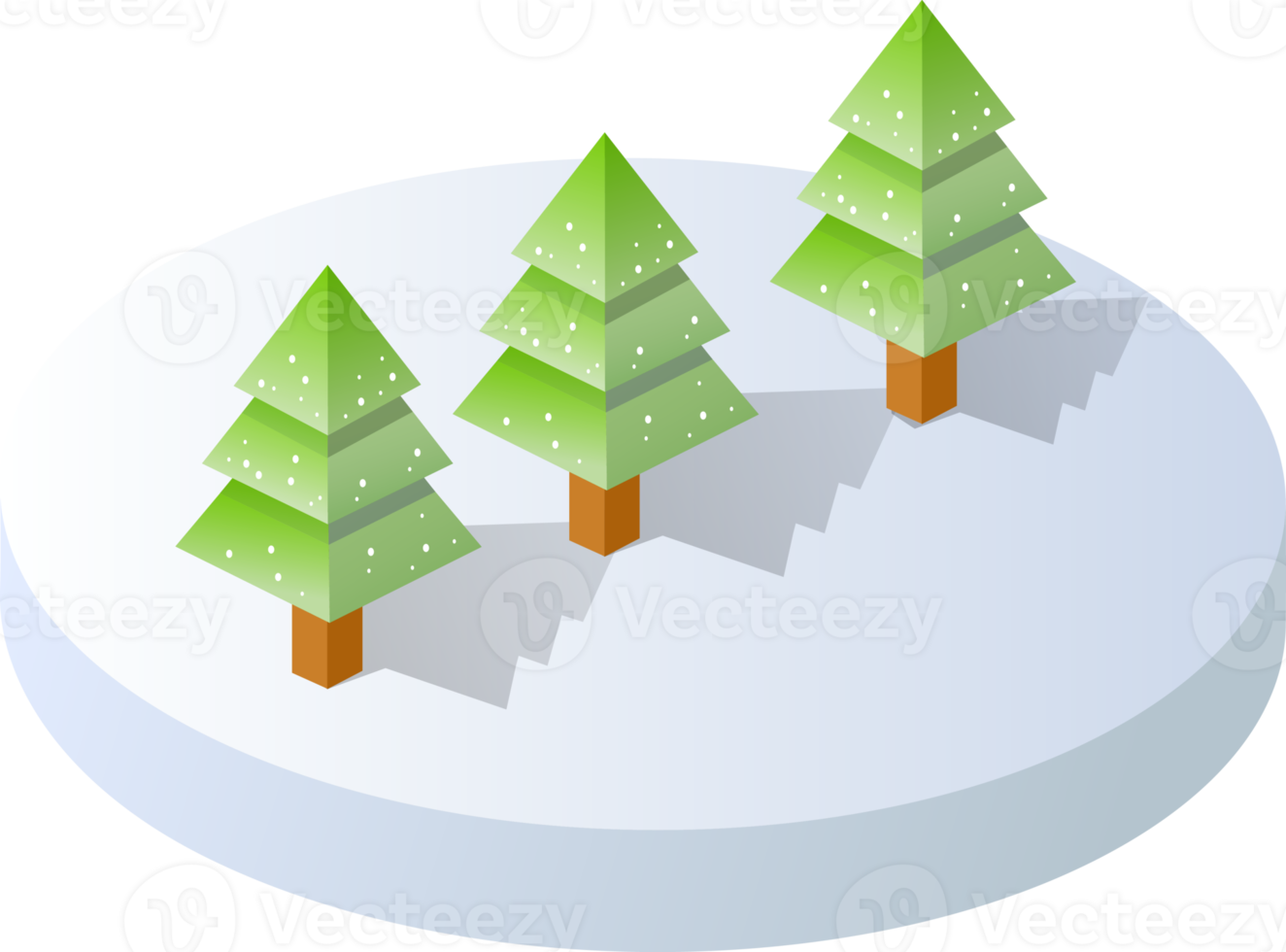 Winter snowy Christmas  icon nature trees forest landscape. Isometric tree design icon png