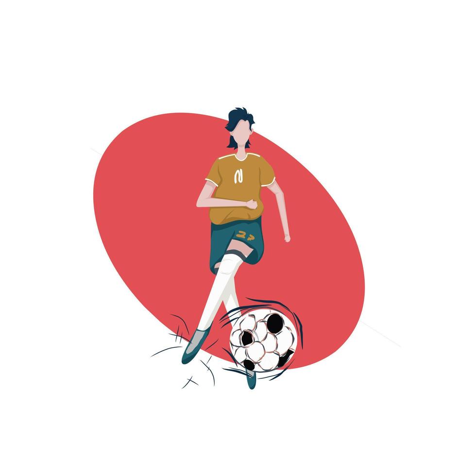 ilustración de un futbolista pateando una pelota con el pie izquierdo adecuado para el fútbol o el diseño deportivo vector
