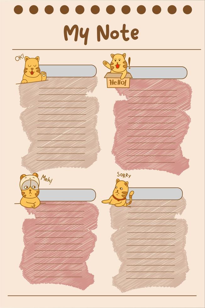 a cute note with cat illustration vector