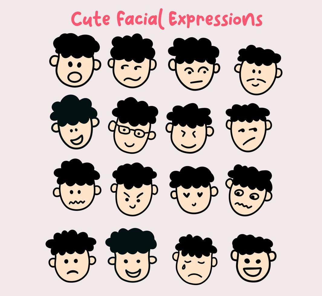 un conjunto de diversas expresiones faciales vector