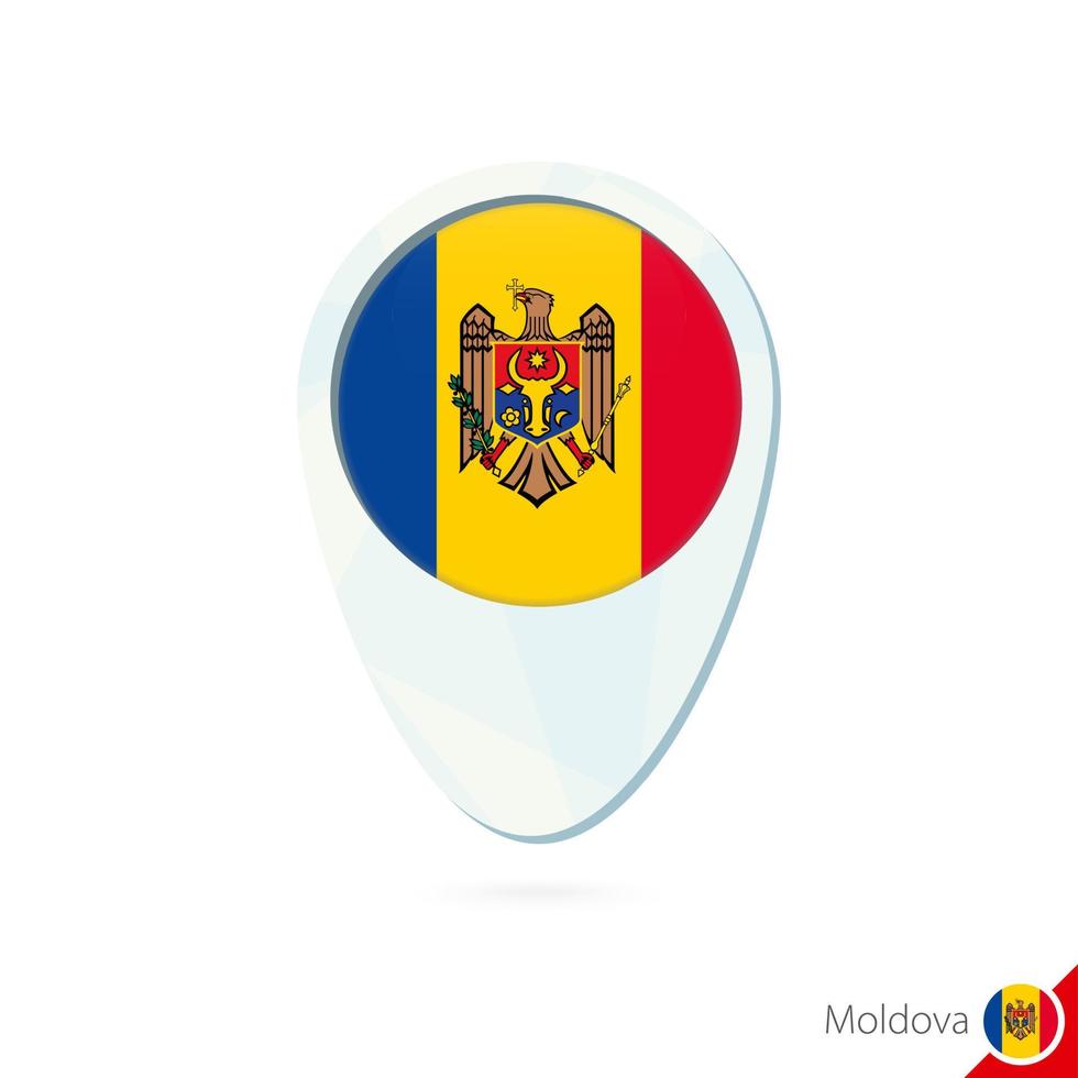 Moldova flag location map pin icon on white background. vector