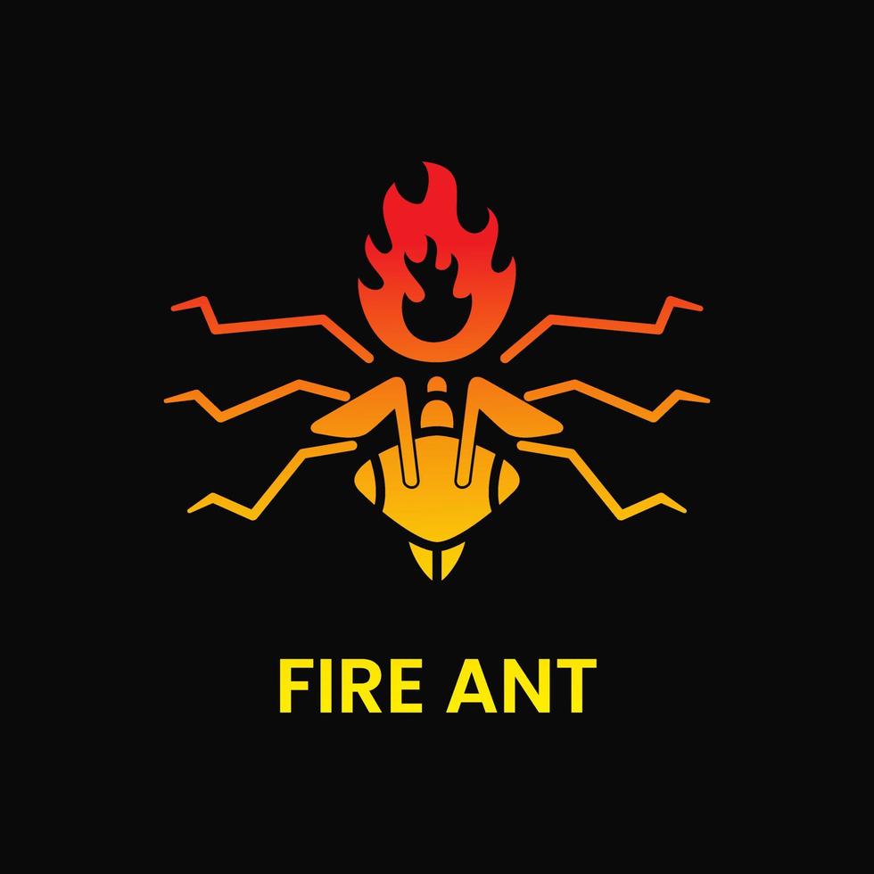 dangerous fire ant logo concept. negative space, modern, gradient, flat and creative style. red and yellow. suitable for logo, icon, symbol, mascot and sign vector