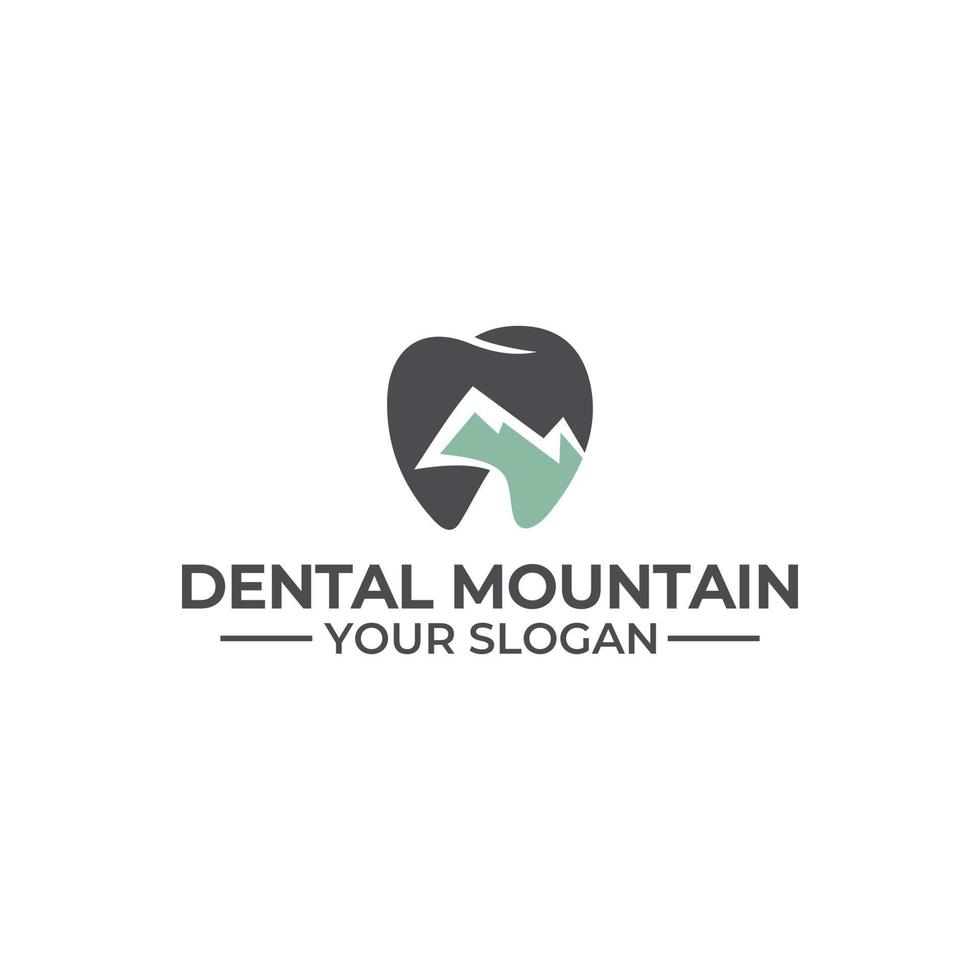 clínica dental con vector de diseño de logotipo de signo de montaña