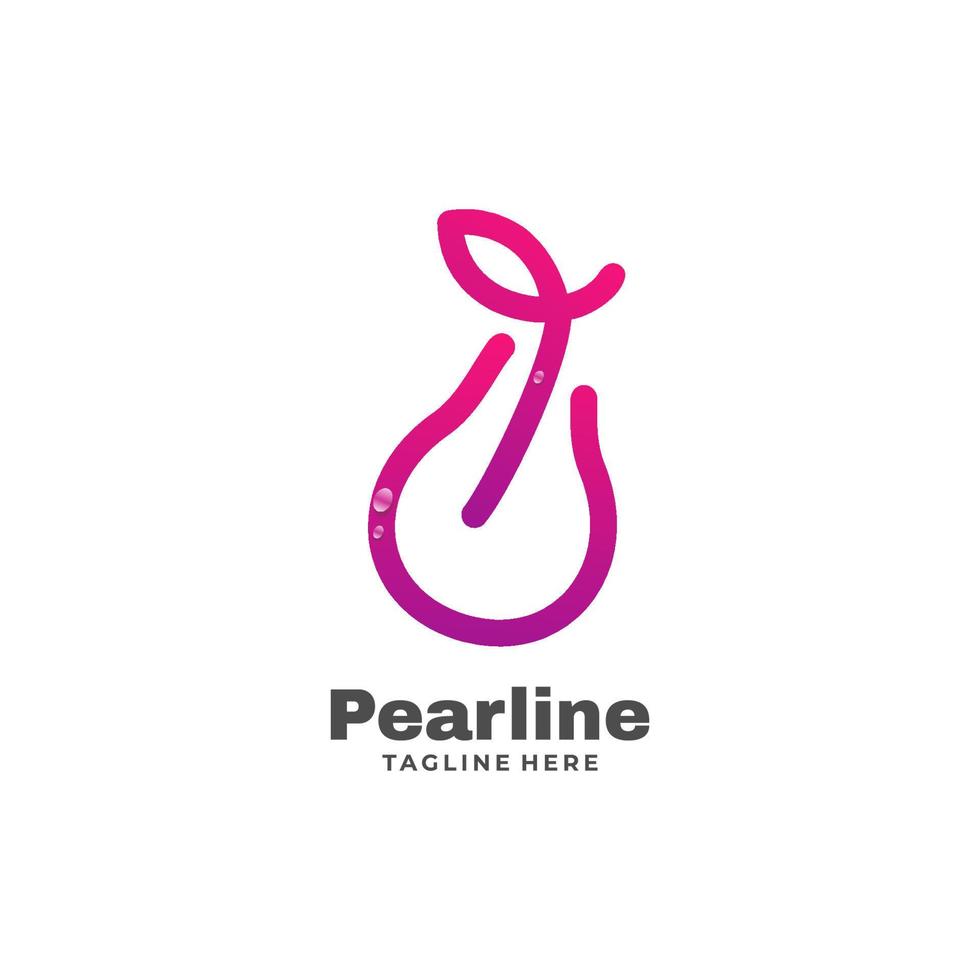 Vector Logo Illustration Pear Gradient Line Art Style.