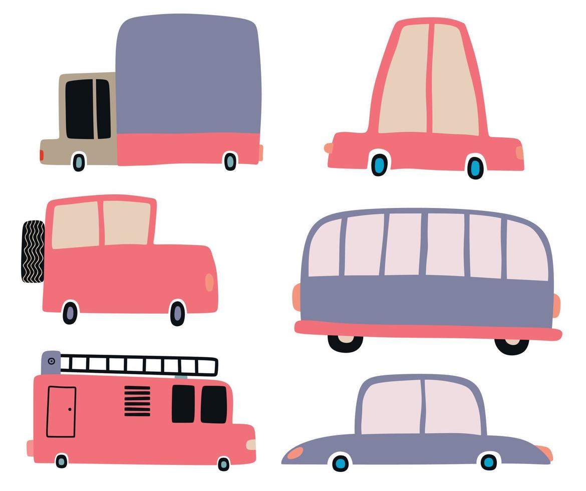 conjunto de coche lindo. ilustración vectorial vector