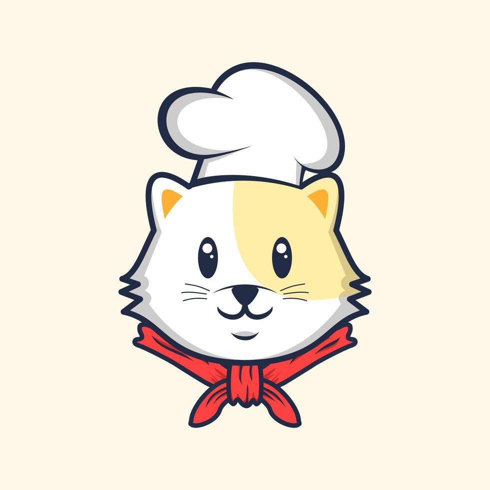 Chef cute cat logo design vector illustration