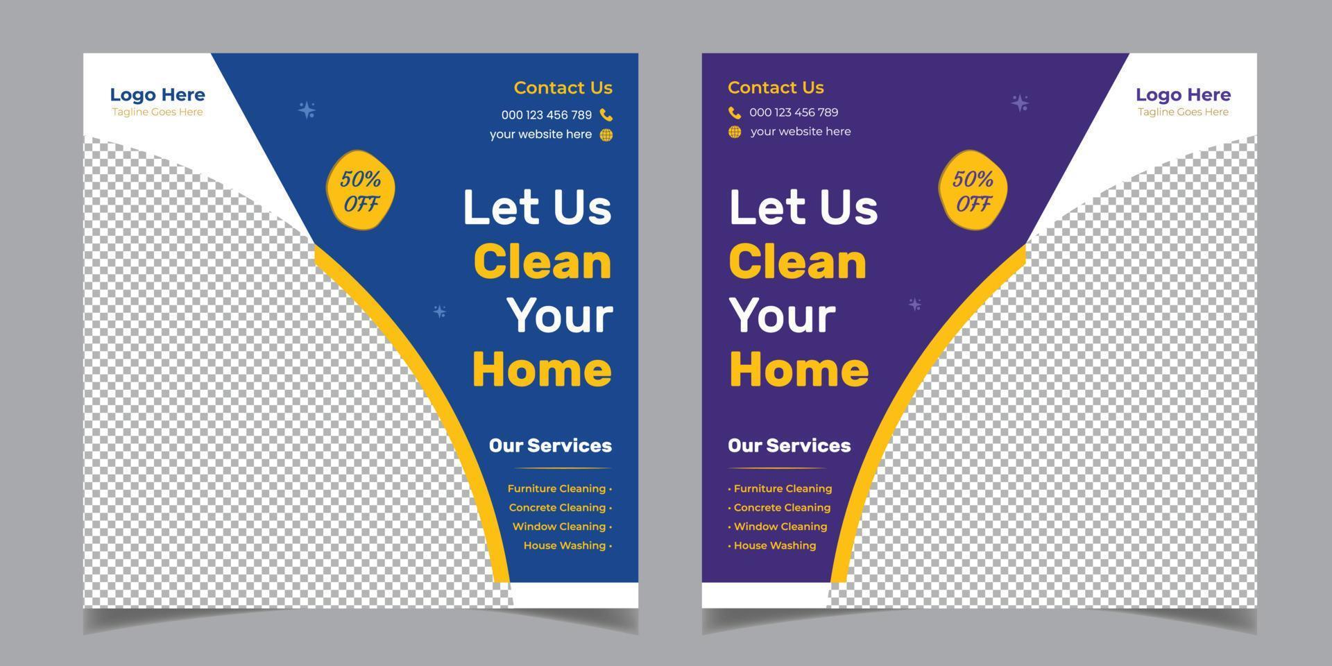 Cleaning Service Corporate Business Square Flyer Social Media Post Template Design vector