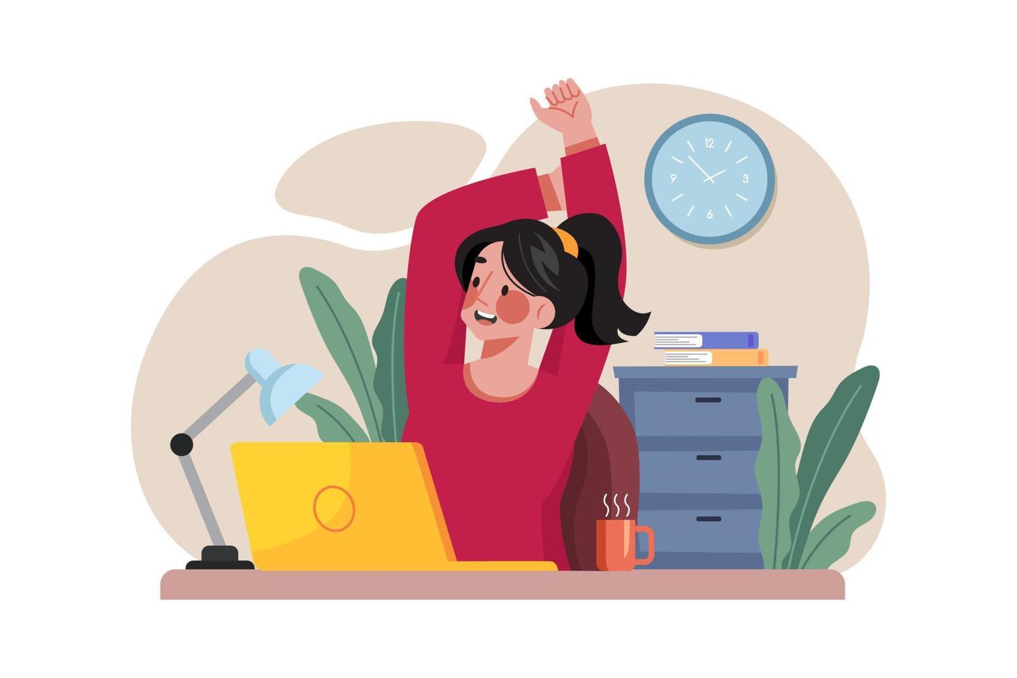 Woman taking a break from work vector
