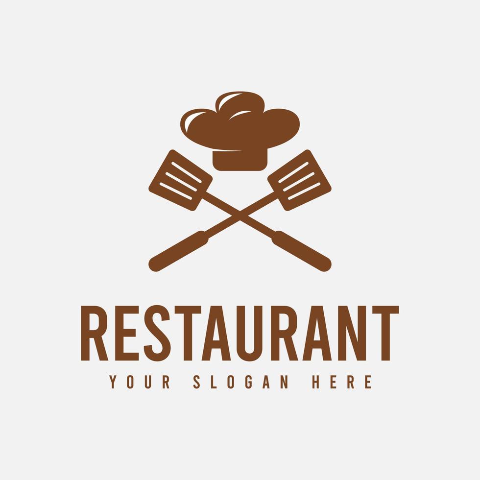 Simple and Clean Restaurant Logo Template Design in Brown Color, Suitable for Restaurants, Cafe, Shops, Food Stalls, Food Menus, Etc. vector