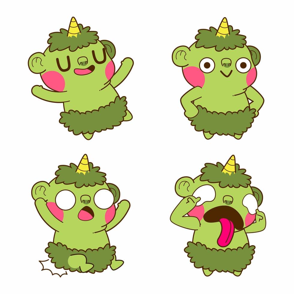 cute ogre doodle sticker, goblin, troll, orc illustration vector