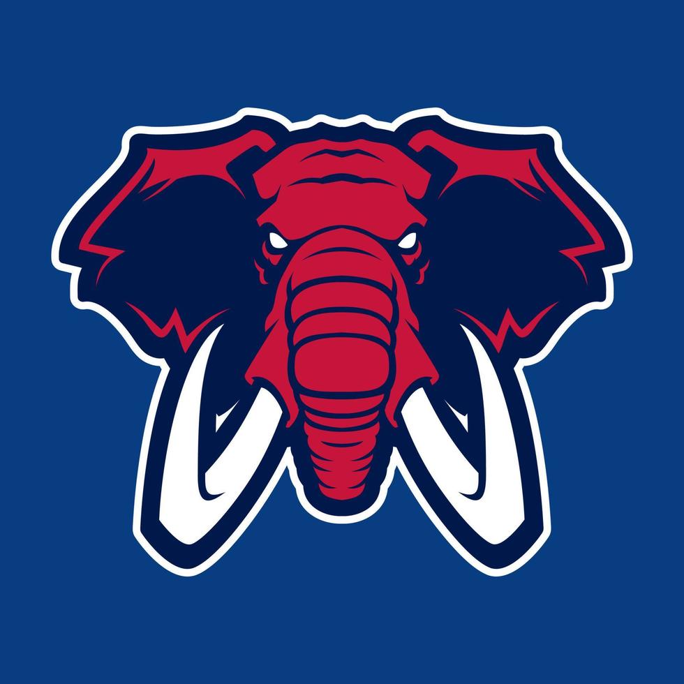 mascota vectorial de elefante. cabeza de elefante africano. diseño de emblema para el equipo deportivo. vector