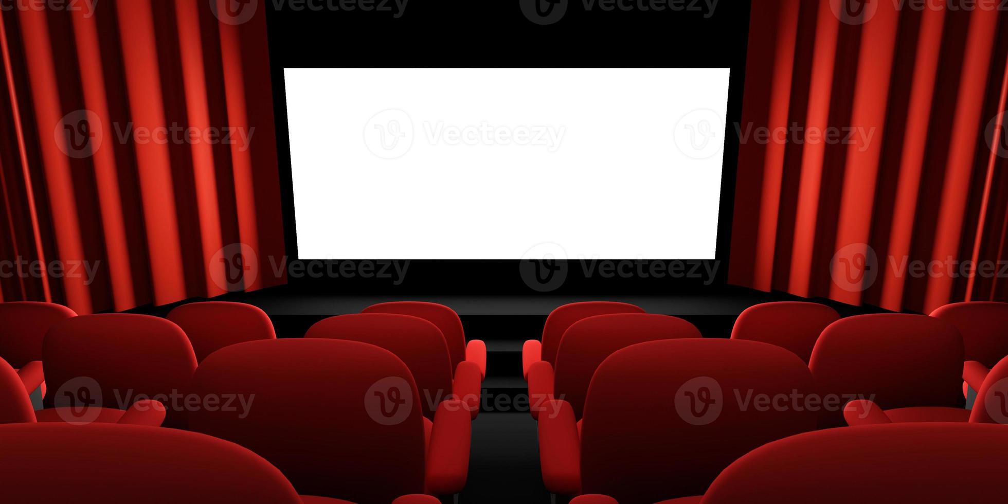 Cinema screen 3D rendering. Cinema mock-up screen. 3D rendering photo