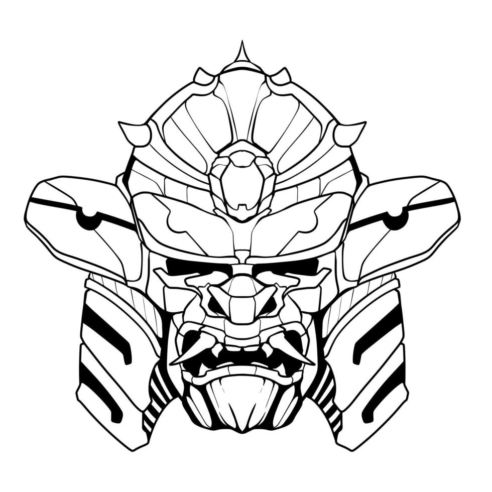 Samurai illuatration head art line vector