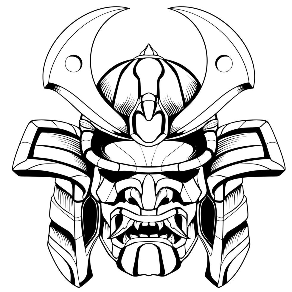 Samurai illuatration head art line vector