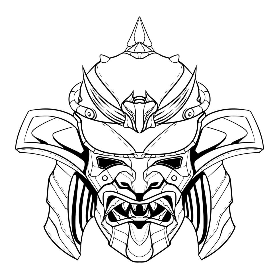 Samurai illuatration head art line vector