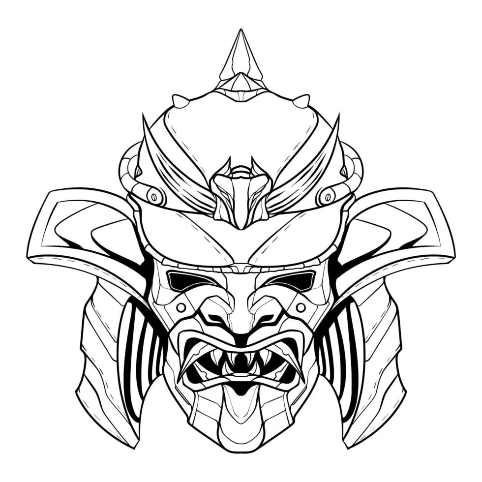 Samurai illuatration head art line vector