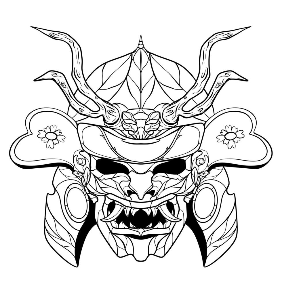 Samurai illuatration head art line vector