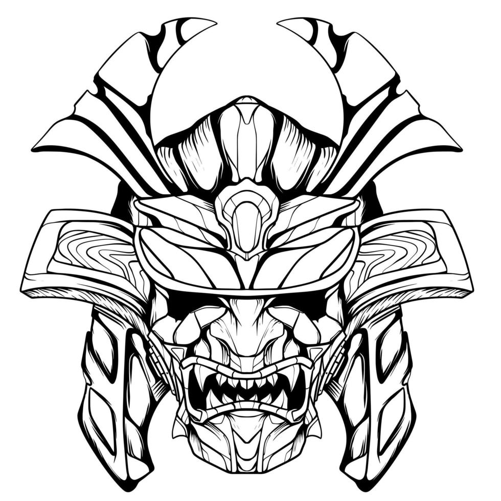 Samurai illuatration head art line vector