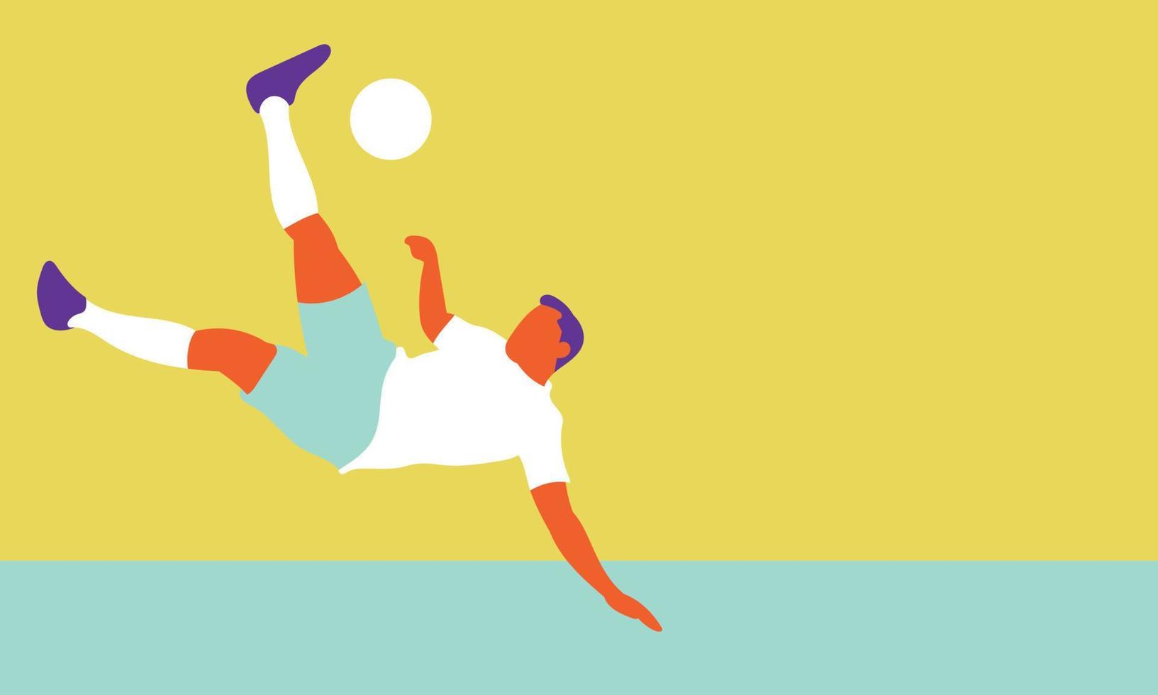 jugador de fútbol en acción de fondo aislado. ilustración vectorial plana. vector