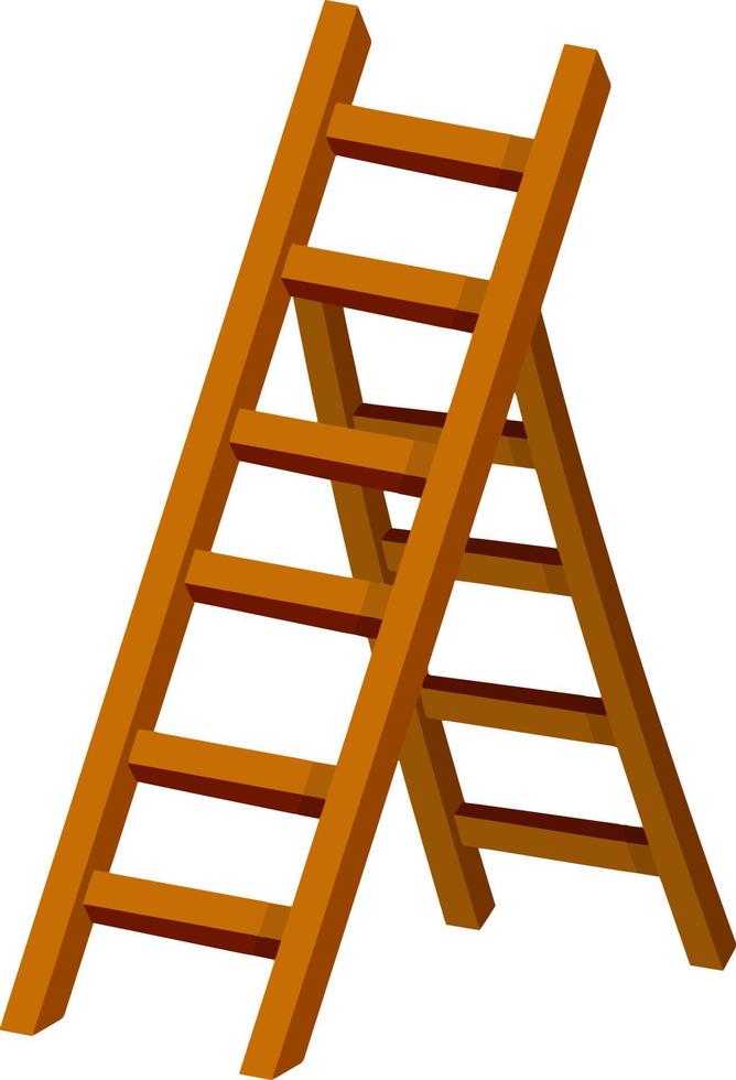 Wooden brown stairs. Go up to the top level. vector