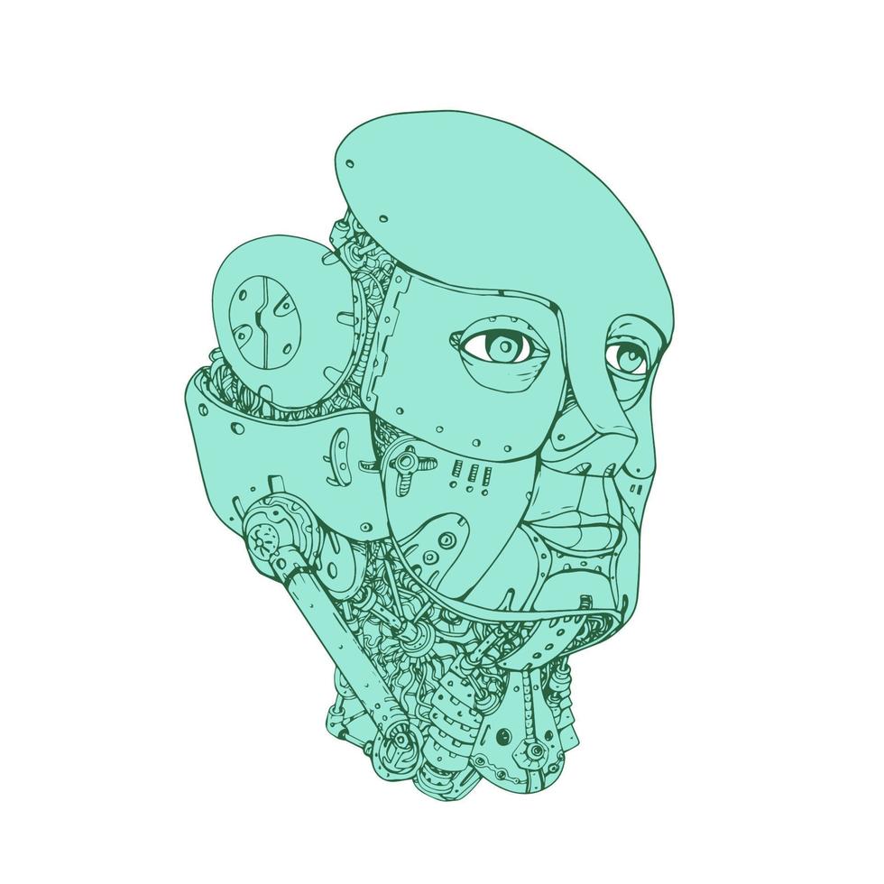 cabeza de robot humanoide hembra monoline vector