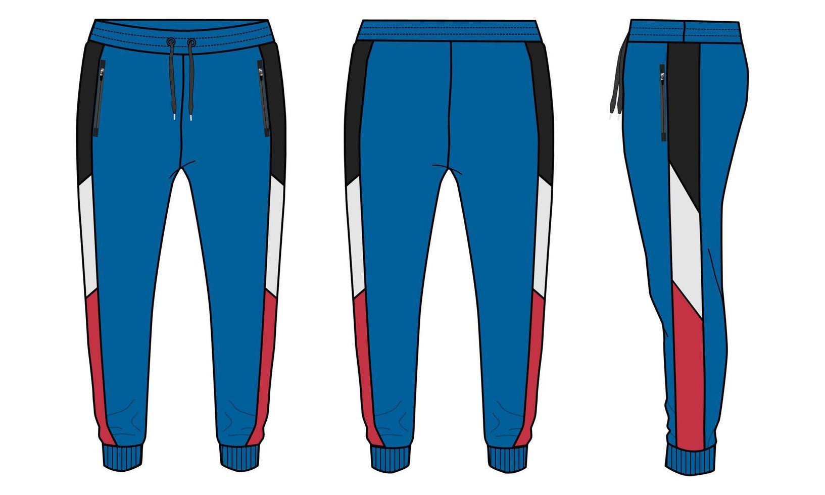 Leggings pant technical fashion flat sketch vector illustration Blue color template for kids