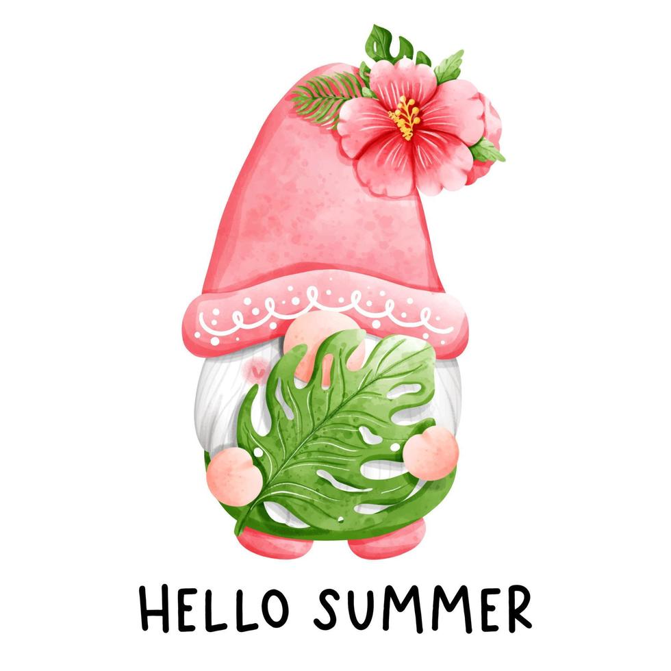 gnome flamingo, gnome summer. Vector illustration