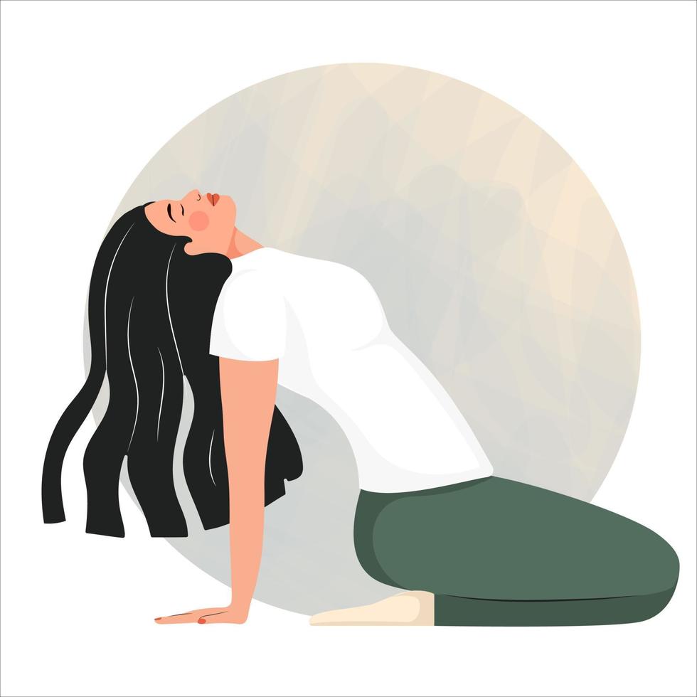 Conceptual illustration for yoga, meditation, relaxation, rest, healthy lifestyle. Vector illustration in flat cartoon style