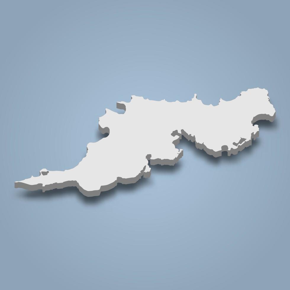 3d isometric map of Tortola is an island in British Virgin Islands vector