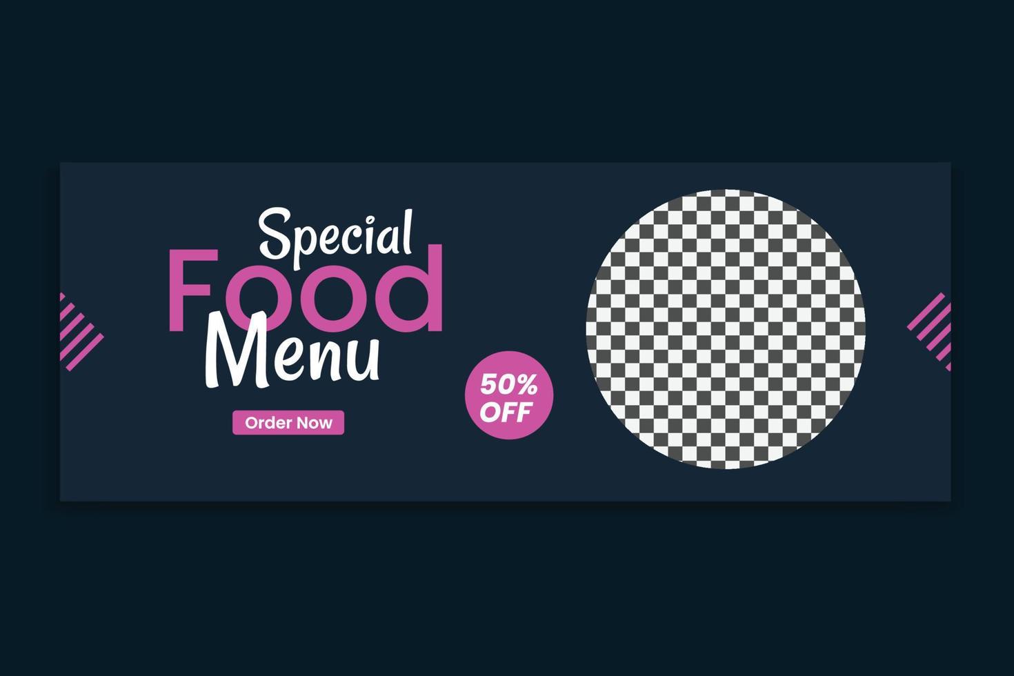food social media cover template, restaurant food web banner design, social media template. free vector