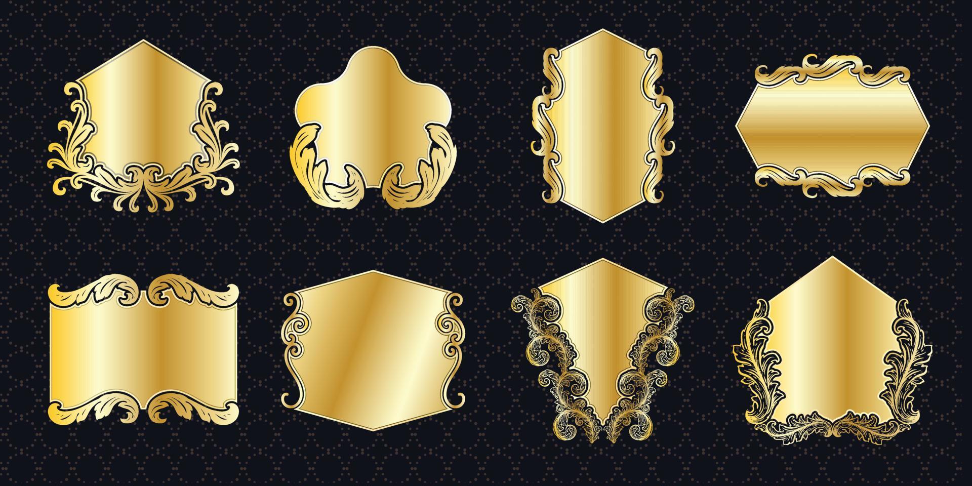 frame set border ornate vintage golden classic ornamental antique elements graphic banner decorationelegant collection bundle vector