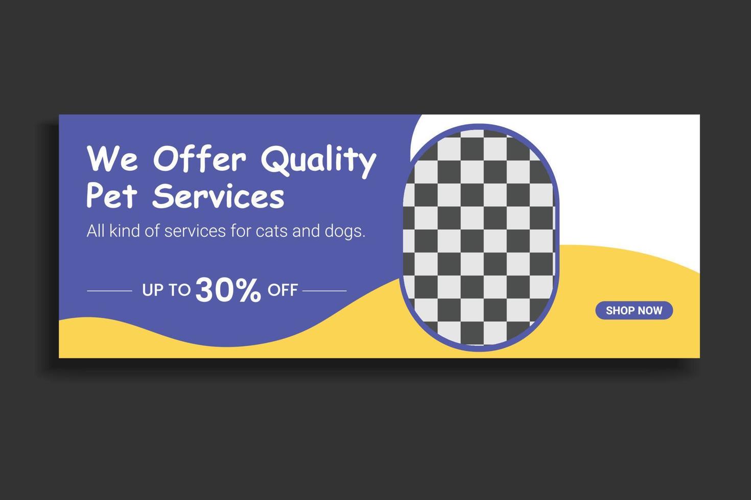 pet social media cover template,  web banner design, social media template, free vector