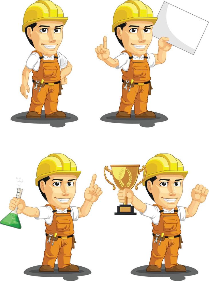 trabajador de la construcción industrial mascota personalizable 5 vector