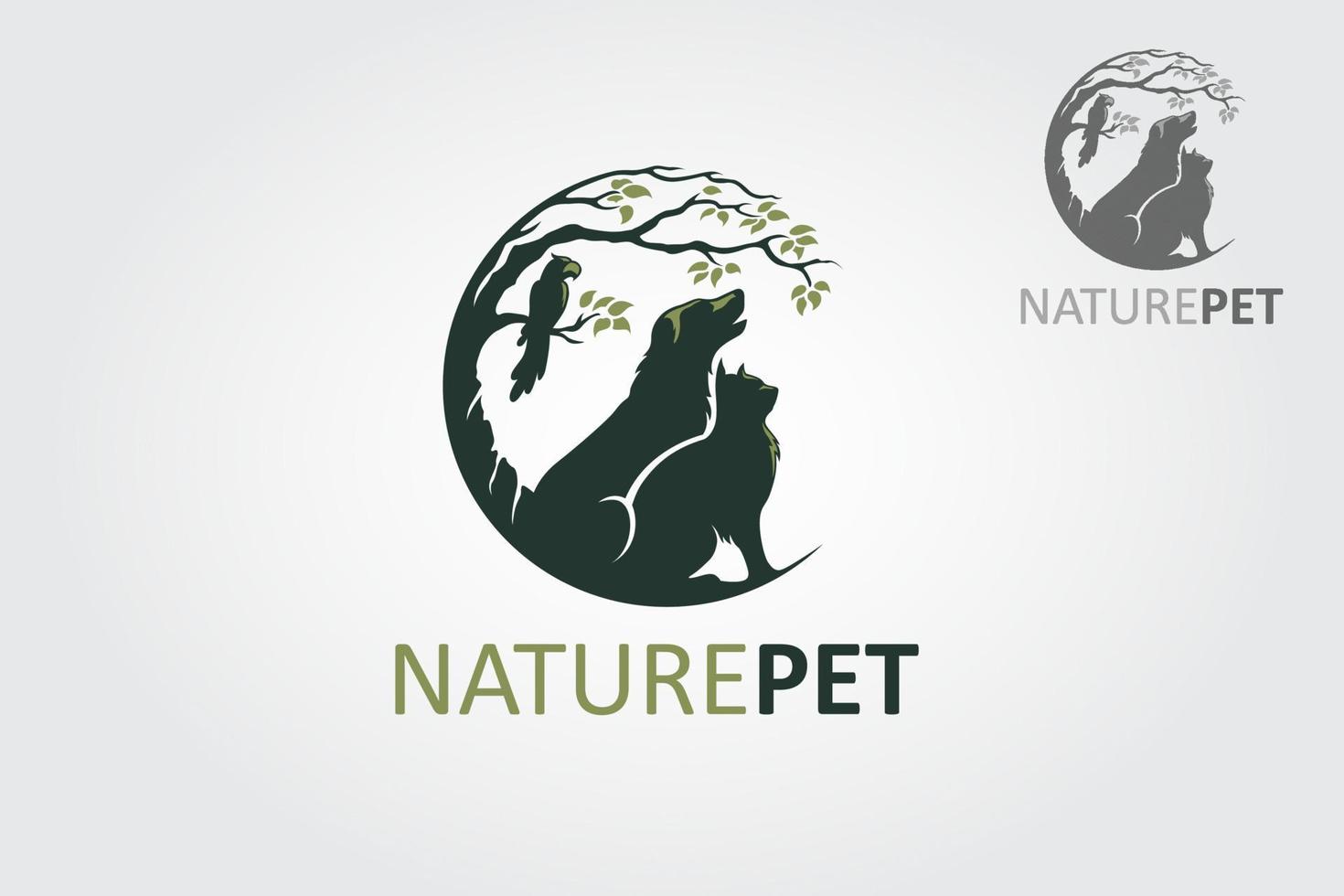 naturaleza mascotas vector logo ilustración. etiqueta de ícono animal moderno para tienda, clínica veterinaria, hospital, refugio, servicios comerciales, etc.