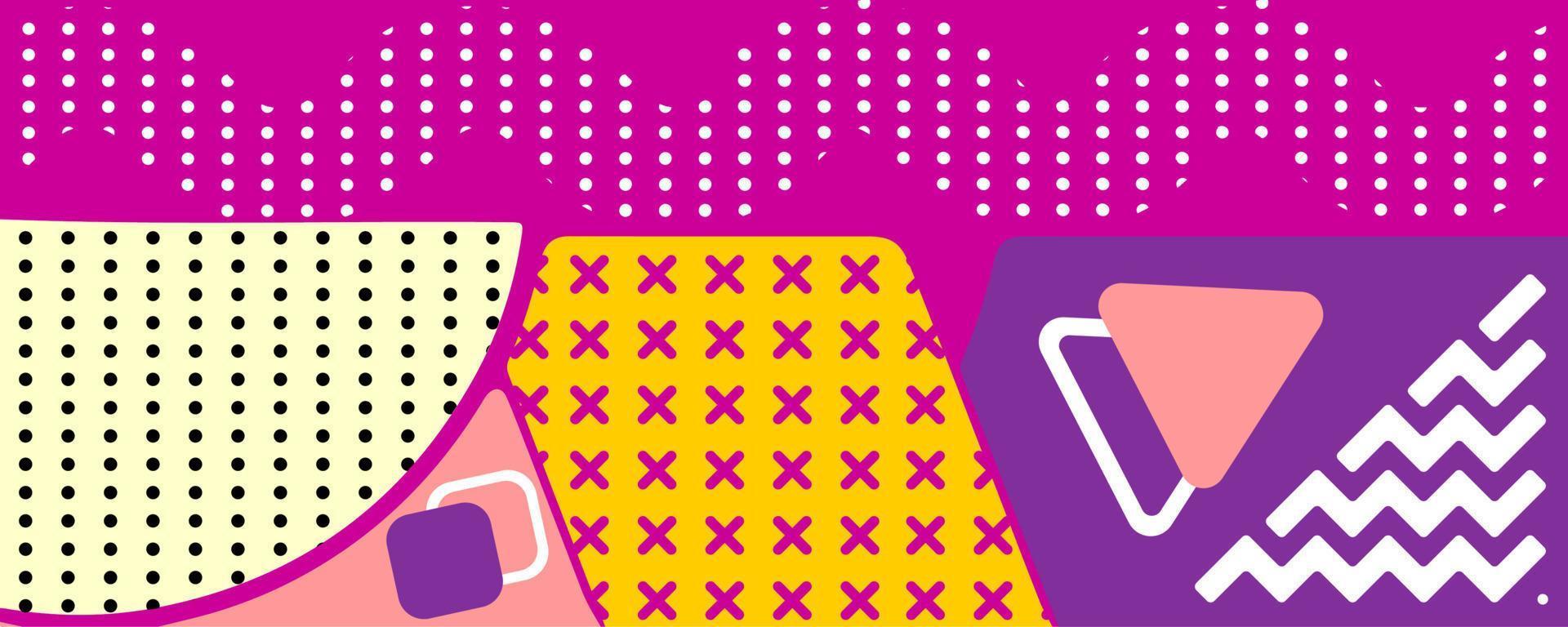 Colorful background image in memphis style, retro design, vintage patterns. vector