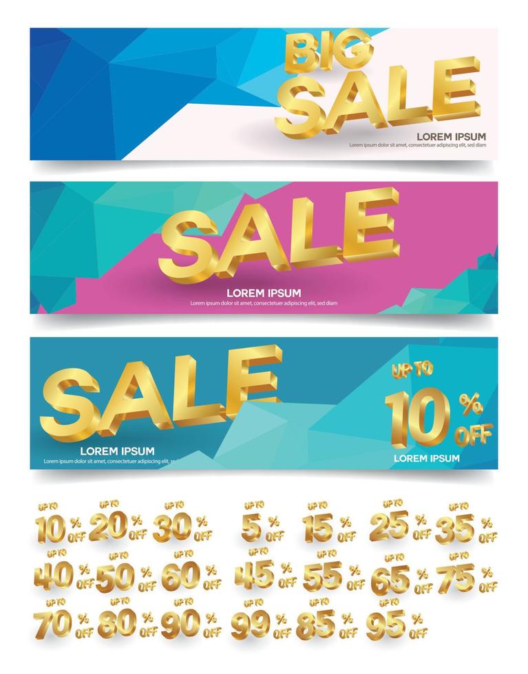 Set of sale banners design. Vector illustration. stylish horizontal banners design with geometric abstract 3 d design. Big sale banner. Sale and discounts. Vector illustration. futuristic modern