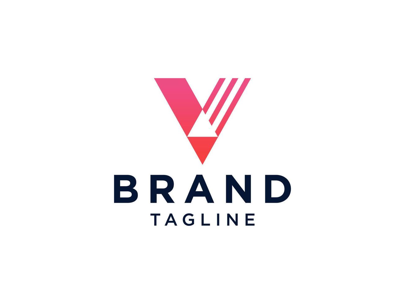 Abstract Initial Letter V Logo. Red Bright Geometric Shape Origami Style isolated on White Background. Usable for Business and Branding Logos. Flat Vector Logo Design Template Element.