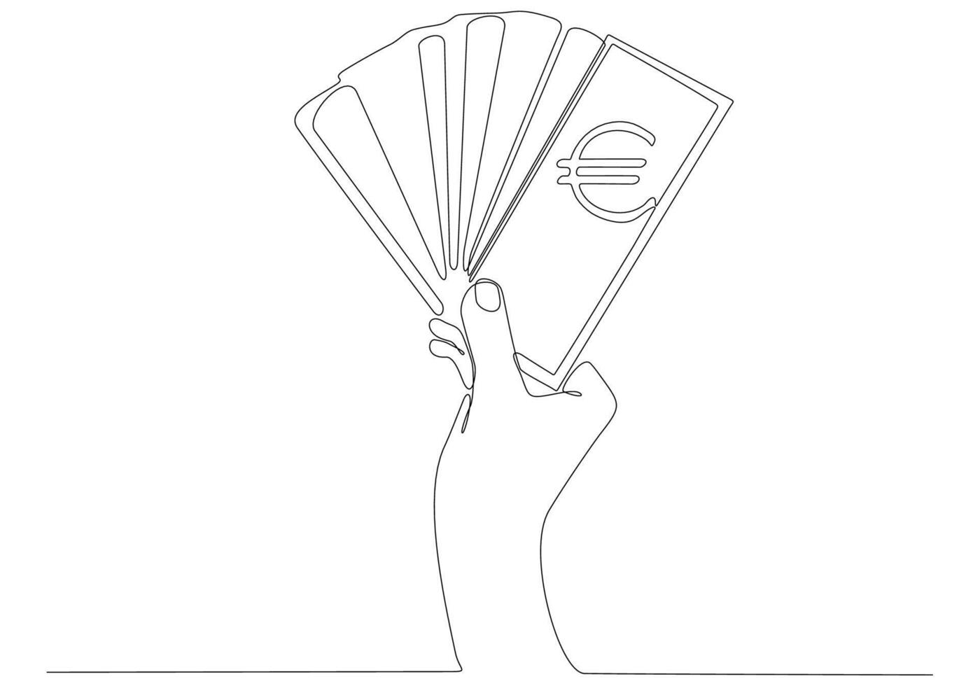 continuous line drawing of giving money, euro vector