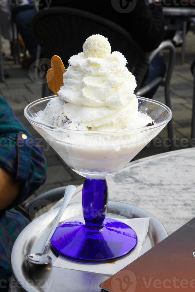 Delicious ice cream with coconut. Healthy summer food concept. photo
