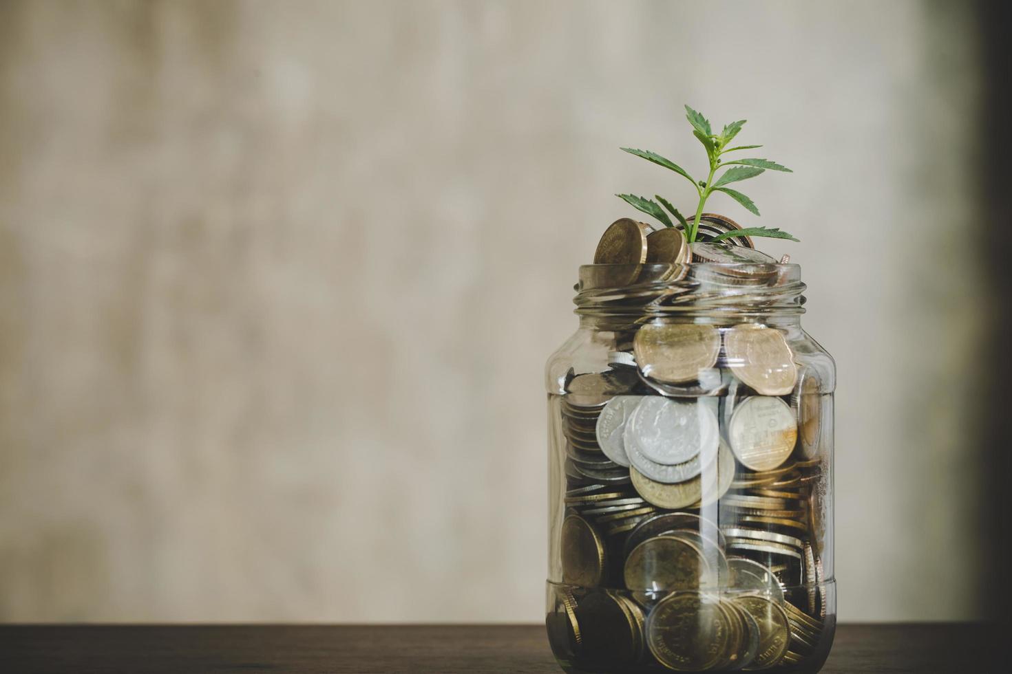 coins in a clear glass bottle photo