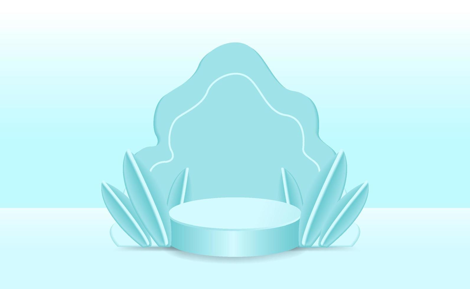 Blue product podium with blue leaf minimalism vector