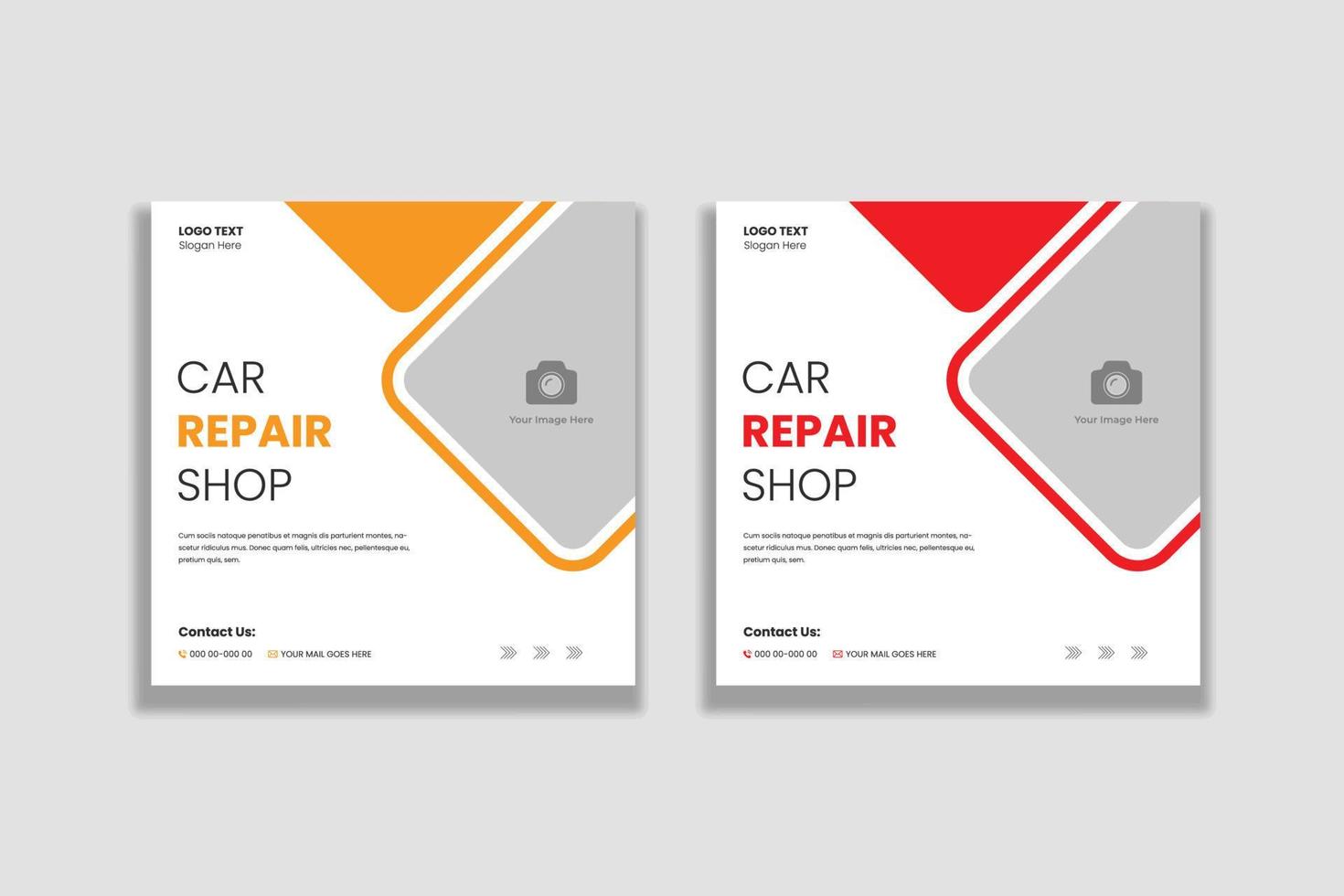 plantilla de banner de publicación de redes sociales de taller de reparación de automóviles y trabajadores vector