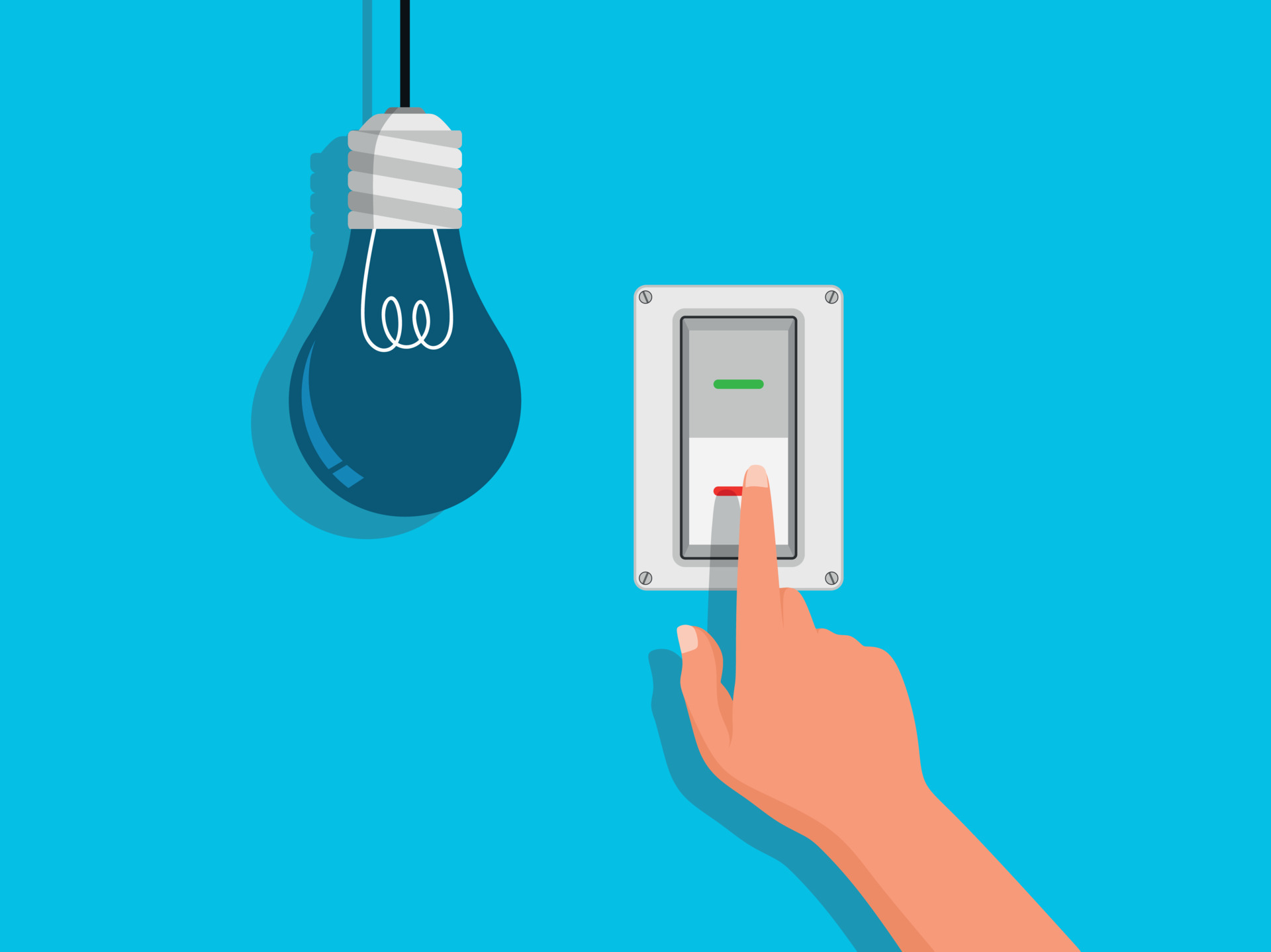 Flat Light Bulbs Turned on and Turned Off with Light Switches on 9260501 Vector Art at Vecteezy