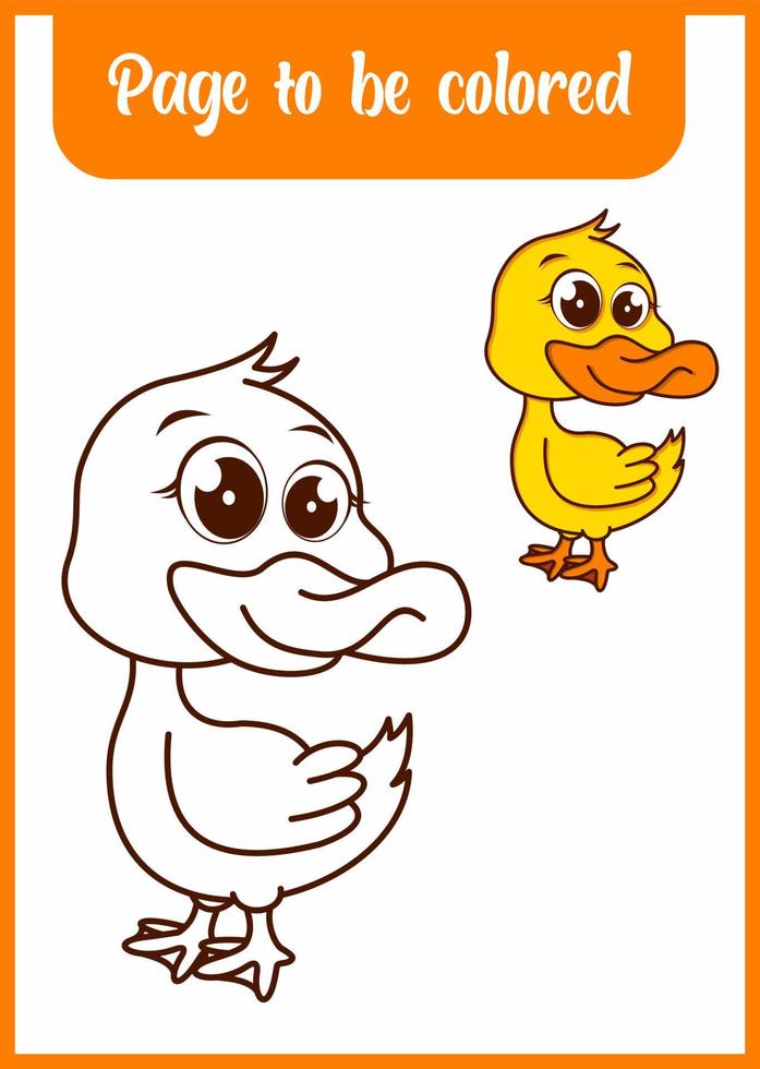 coloring book for kids. cute duck. vector