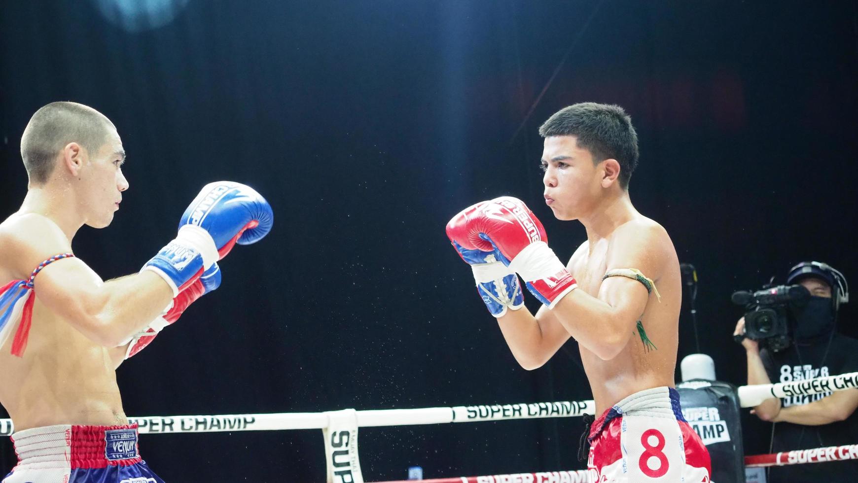 Bangkok Thailand November 11 2018. Unidentified Thai and foreign kick boxing photo
